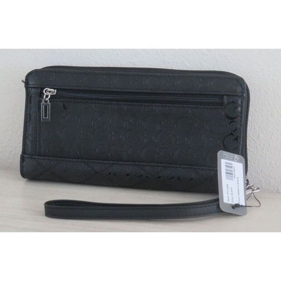 Guess FF713246 Women's Black Signature Amaryllis SLG Wristlet Clutch Zip Wallet - Picture 2 of 11